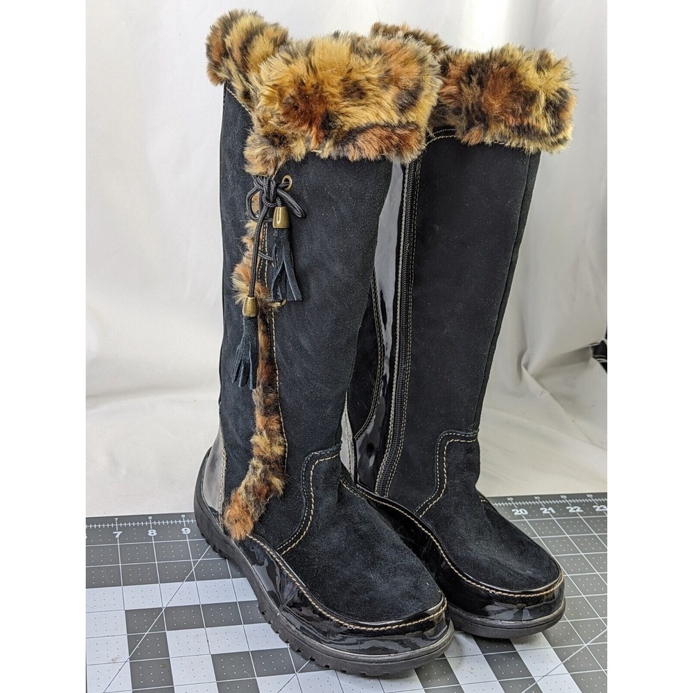 Sporto Boots Women Sz 7 M Black Faux Fur